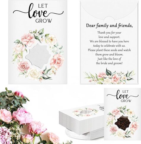 Fumete 25 Pcs Let Love Grow Seed Packets Wedding Favor for Guests Bulk Envelope Kraft Bag with Window Flower Resealable Seed Storage Packets for Wedding Party Favors Bridal Shower in Kuwait