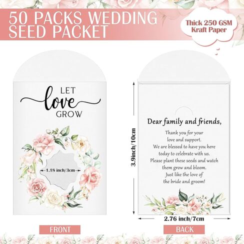 Fumete 25 Pcs Let Love Grow Seed Packets Wedding Favor for Guests Bulk Envelope Kraft Bag with Window Flower Resealable Seed Storage Packets for Wedding Party Favors Bridal Shower in Kuwait