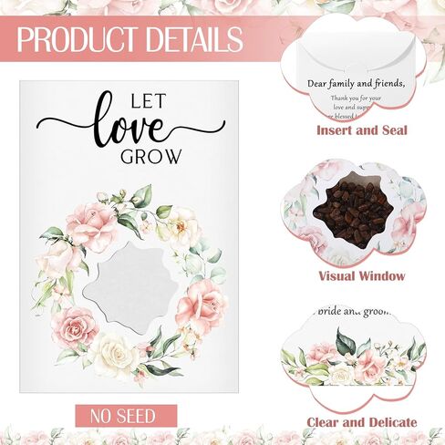 Fumete 25 Pcs Let Love Grow Seed Packets Wedding Favor for Guests Bulk Envelope Kraft Bag with Window Flower Resealable Seed Storage Packets for Wedding Party Favors Bridal Shower in Kuwait