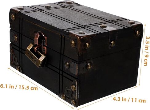 Multipurpose Wooden Treasure Box Jewelry Storage for Pirate Game Party Scene Decor in Saudi Arabia