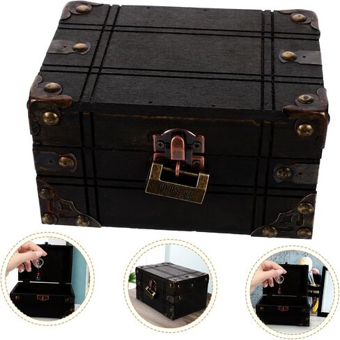 Multipurpose Wooden Treasure Box Jewelry Storage for Pirate Game Party Scene Decor in Saudi Arabia