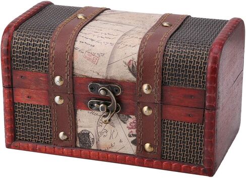 Wood Treasure Chest Stest European Store Wood Box Jewelry Case for Jewelry Case to Well Ring (طوابع البوق) in Saudi Arabia
