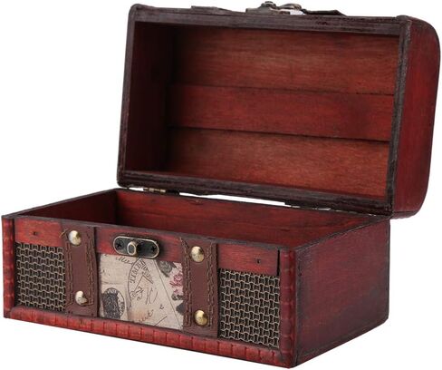 Wood Treasure Chest Stest European Store Wood Box Jewelry Case for Jewelry Case to Well Ring (طوابع البوق) in Saudi Arabia