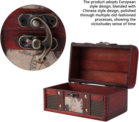 Wood Treasure Chest Stest European Store Wood Box Jewelry Case for Jewelry Case to Well Ring (طوابع البوق) in Saudi Arabia