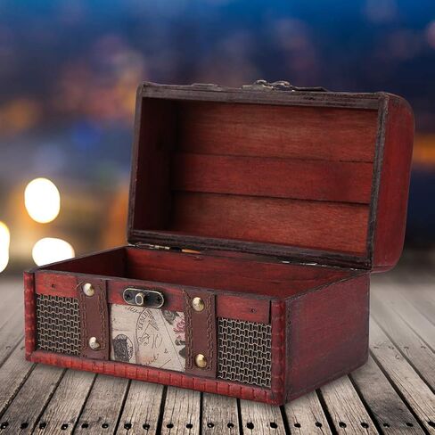 Wood Treasure Chest Stest European Store Wood Box Jewelry Case for Jewelry Case to Well Ring (طوابع البوق) in Saudi Arabia
