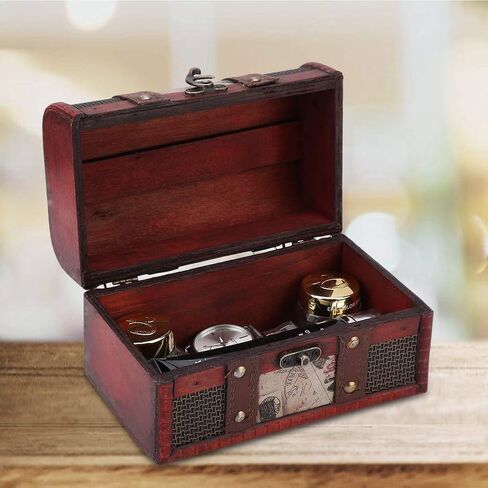 Wood Treasure Chest Stest European Store Wood Box Jewelry Case for Jewelry Case to Well Ring (طوابع البوق) in Saudi Arabia