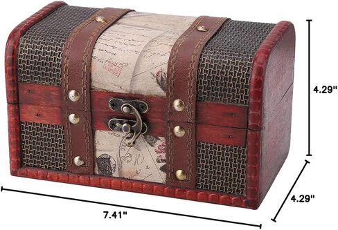 Wood Treasure Chest Stest European Store Wood Box Jewelry Case for Jewelry Case to Well Ring (طوابع البوق) in Saudi Arabia