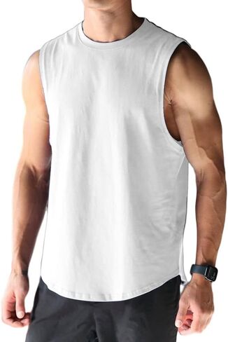 Men's Sleeveless Sports T-Shirt Quick Dry Cotton Muscle Shirt Casual Sports Tank top in Kuwait