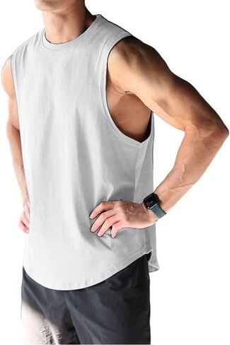Men's Sleeveless Sports T-Shirt Quick Dry Cotton Muscle Shirt Casual Sports Tank top in Kuwait
