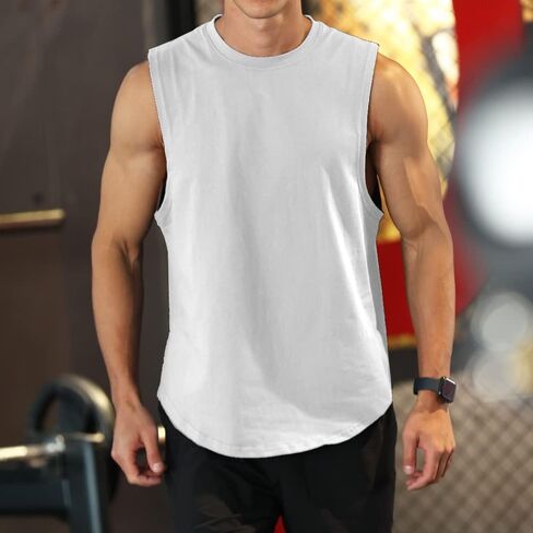 Men's Sleeveless Sports T-Shirt Quick Dry Cotton Muscle Shirt Casual Sports Tank top in Kuwait