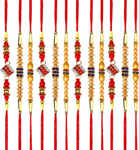مجموعة من 12 Rakhi للأخ Bhabhi و Bhatija Bhai Bhaiya Raksha Bandhan Gift Rakhi Thread Rakhi مع حزمة هدايا بطاقة المعايدة in Saudi Arabia