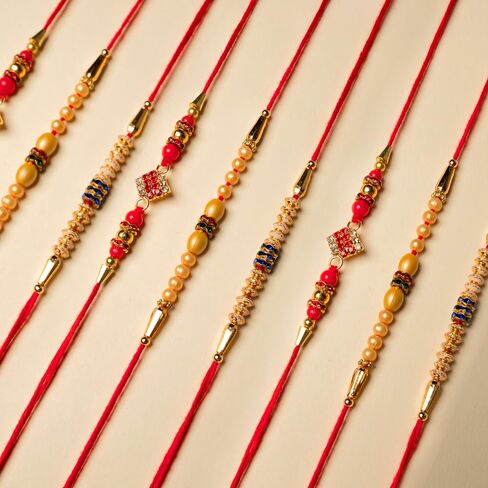 مجموعة من 12 Rakhi للأخ Bhabhi و Bhatija Bhai Bhaiya Raksha Bandhan Gift Rakhi Thread Rakhi مع حزمة هدايا بطاقة المعايدة in Saudi Arabia