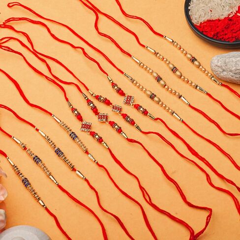 مجموعة من 12 Rakhi للأخ Bhabhi و Bhatija Bhai Bhaiya Raksha Bandhan Gift Rakhi Thread Rakhi مع حزمة هدايا بطاقة المعايدة in Saudi Arabia