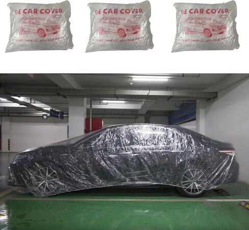 3 pcs Plastic Car Cover,Universal Disposable Car Covers,Waterproof Clear Car Cover for SUV, Sedan with Elastic Band for Outdoor Snow/Rain Weather Protection (12.5ft x 21.7ft) in Saudi Arabia