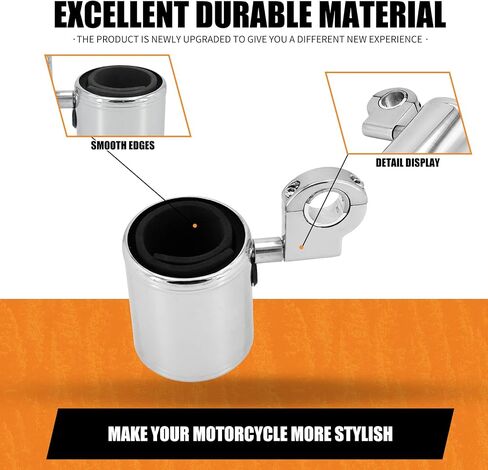 Motorcycle Handlebar Cup Holder Adjustable Fit for Harley Touring Electra Road Glide Sportster Dyna Softail Universal for 7/8" 1'' 1.25'' Handlebar (Chrome) in Saudi Arabia