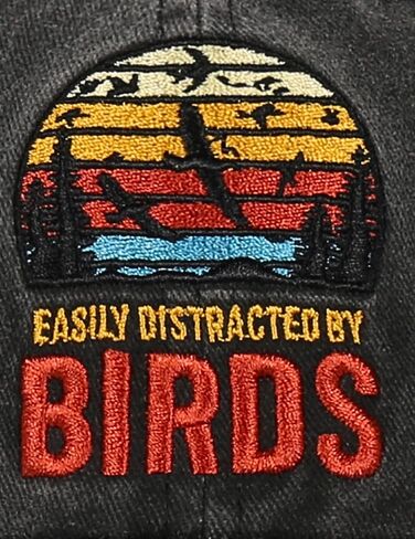 InnoBeta Bird Watching Gifts, Bird Watcher Gifts, Birds Watchers Hat, Vintage Adjustable Embroidered Washed Cotton Hat, Easily Distracted by Birds in Saudi Arabia