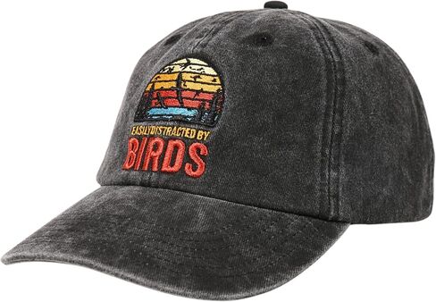 InnoBeta Bird Watching Gifts, Bird Watcher Gifts, Birds Watchers Hat, Vintage Adjustable Embroidered Washed Cotton Hat, Easily Distracted by Birds in Saudi Arabia