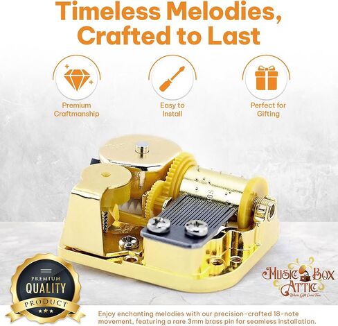 18-Note Mechanical Movement Music Box Gift Music Box Mechanism Musicbox Machine for Collectors and Keepsake Gifts - 2" L x 1.75" W x .75" H (Too Ra Loo Ra (Irish Lullaby)) in Saudi Arabia