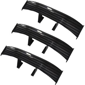3PCS Car Mini Spoiler Wing, 6.7 Inch Carbon Fiber Texture Auto Rear Tail Wing Without Perforation, Universal Cool Car Exterior Decoration Accessories for Men Women (Black) in Saudi Arabia