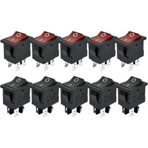 5pcs/lot KCD1-104 Plastic LED Rocker Switch 6A 250VAC 4 Pin On Off 12V 220V Red Lamp Black Latching Power Switch(5pcs Red Lamp,ON-Off_220V) in Saudi Arabia