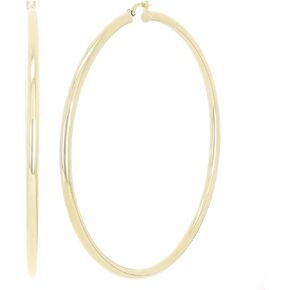 Italian 14k Yellow Gold High Polished Round Hoop Earrings in Saudi Arabia