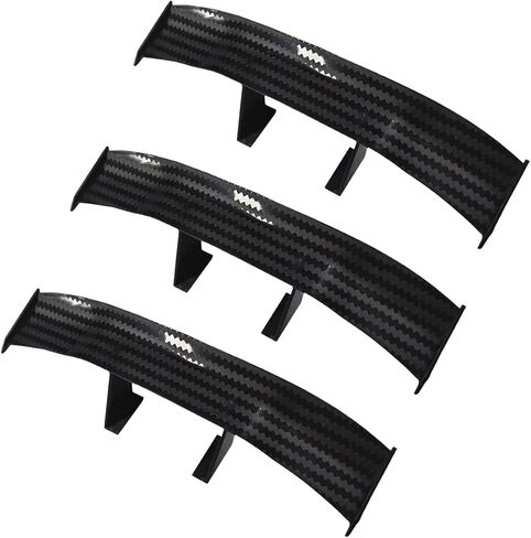 3PCS Car Mini Spoiler Wing, 6.7 Inch Carbon Fiber Texture Auto Rear Tail Wing Without Perforation, Universal Cool Car Exterior Decoration Accessories for Men Women (Black) in Saudi Arabia