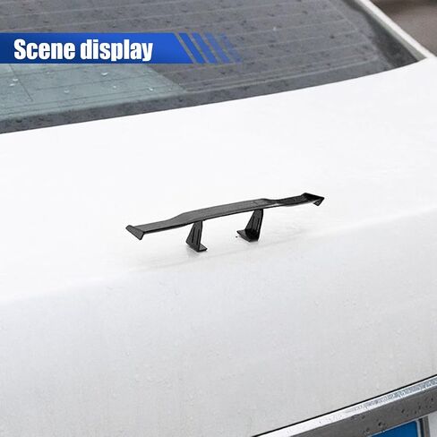 3PCS Car Mini Spoiler Wing, 6.7 Inch Carbon Fiber Texture Auto Rear Tail Wing Without Perforation, Universal Cool Car Exterior Decoration Accessories for Men Women (Black) in Saudi Arabia