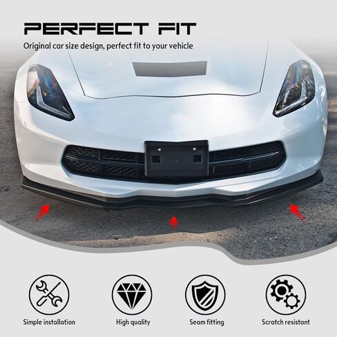 مفسد ذقن الشفاه الأمامي المصد الأمامي ، متوافق مع 2014-2019 شيفروليه كورفيت C7 Stingray/Z51/Z06/Grand Sport (لا يناسب ZR1) ، STATGE 2 PU الأمامي السفلي. in Kuwait