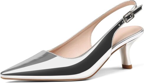 VIMISAOI Women's Slingback Kitten Heels Closed Pointed Toe Low Kitten Heel for Women Pumps with Buckle Wedding Party Dress Pumps Shoes in Kuwait