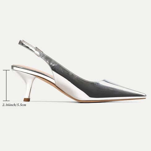 VIMISAOI Women's Slingback Kitten Heels Closed Pointed Toe Low Kitten Heel for Women Pumps with Buckle Wedding Party Dress Pumps Shoes in Kuwait