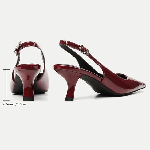VIMISAOI Women's Slingback Kitten Heels Closed Pointed Toe Low Kitten Heel for Women Pumps with Buckle Wedding Party Dress Pumps Shoes in Kuwait