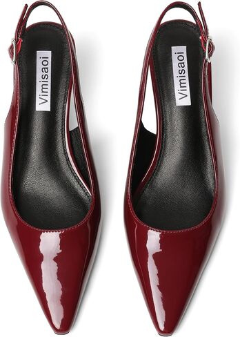 VIMISAOI Women's Slingback Kitten Heels Closed Pointed Toe Low Kitten Heel for Women Pumps with Buckle Wedding Party Dress Pumps Shoes in Kuwait