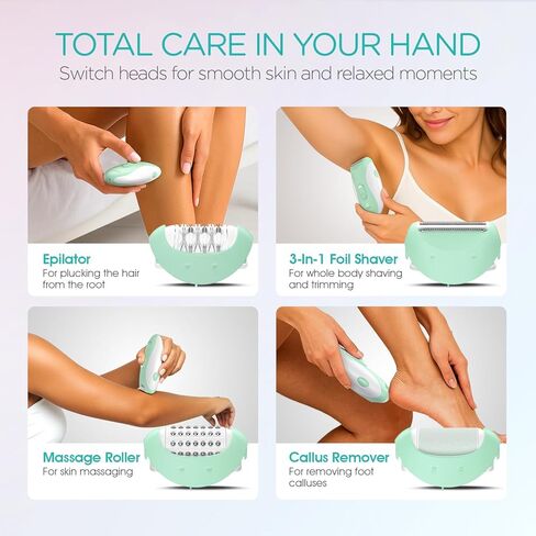 Epilator for Women-Cordless Epilators Hair Removal for Women, 4-in-1 Electric Razor Hair Remover, 2 Speeds & 21 Tweezers for Face Legs Arms Armpit Bikini, Pink HR310 in Kuwait