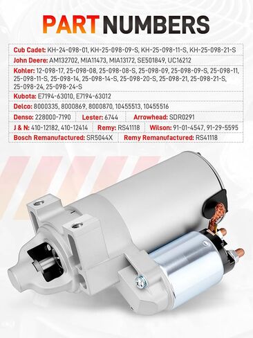 10-teeth starter متوافق مع Kohler Engine 1994-2015 ، Cub Cadet John Deere Toro 15-31HP REPALCE# 2509808 2509809 2509811 25-098-24-S in Kuwait