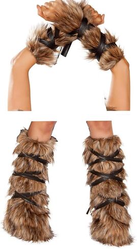 Women’s Faux Fur Arm Leg Warmers Furry Shoe Boot Covers for Halloween Costume Rave Cosplay Fancy Party Accessories in Kuwait