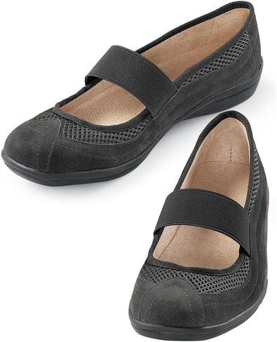 Collections Etc Slip-On Microsuede Mary Jane Shoes in Saudi Arabia
