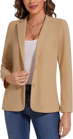 MINTLIMIT WOMENS غير الرسمي الطويل الأكمام الزواج الزر الأمامي من الدرجة الأولى لاستمرار العمل في مكتب العمل السترات التجارية مع جيوب in Saudi Arabia