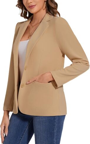 MINTLIMIT WOMENS غير الرسمي الطويل الأكمام الزواج الزر الأمامي من الدرجة الأولى لاستمرار العمل في مكتب العمل السترات التجارية مع جيوب in Saudi Arabia