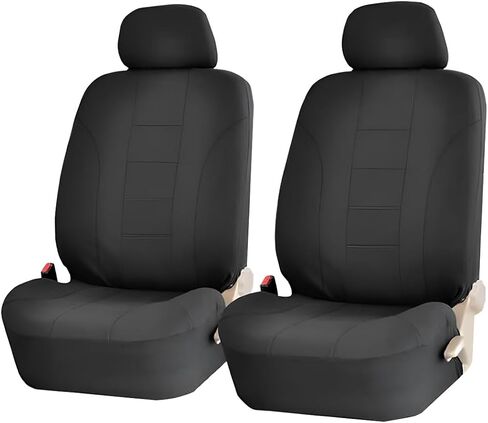 Car Seat Covers for Front Seat, Polyester Breathable Washable Elastic, Vehicle Seats Protector with Removable Headrest, Universal for Most Vans, Trucks, SUVs (Black) in Saudi Arabia