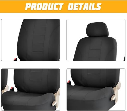 Car Seat Covers for Front Seat, Polyester Breathable Washable Elastic, Vehicle Seats Protector with Removable Headrest, Universal for Most Vans, Trucks, SUVs (Black) in Saudi Arabia