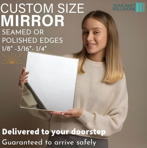 Custom Mirror Cut to Size - 1/4", 3/16", 1/8" Thickness -Smooth Edge or Seamed, Gym Mirrors, Vanity Mirror, Clear Reflective Surfaces - Custom Wall Mirrors in Saudi Arabia