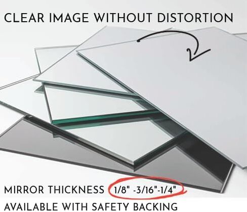 Custom Mirror Cut to Size - 1/4", 3/16", 1/8" Thickness -Smooth Edge or Seamed, Gym Mirrors, Vanity Mirror, Clear Reflective Surfaces - Custom Wall Mirrors in Saudi Arabia