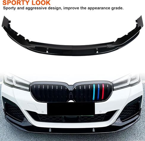 Car Front Splitter Lip Compatible with BMW 5 Series G30 M-Sport 2017-2020,530i 540i 550i Front Bumper Lip Air Chin Body Kit,Glossy Black in Kuwait