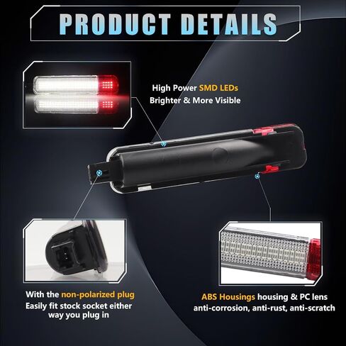 LED Interior Door Light Door Panel Courtesy Light for Chevy GMC Silverado/Sierra C/K 1500 2500 3500 Yukon Tahoe Cadi-llac Escalade Avalanche Hum-mer H2 Suburban Red White Warning Light, 2 PCS in Saudi Arabia