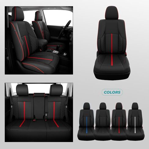 لأغطية مقاعد Toyota 4Runner 2011 2012 2013 2014 2015 2017 2017 2018 2019 2020 2021 2022 2023 2024 ، أغطية مقعد السيارة المخصصة للمجموعة الكاملة ، جلود فو ، من أجل طراز 5 مقاعد - أسود - أسود - أسود. in Saudi Arabia
