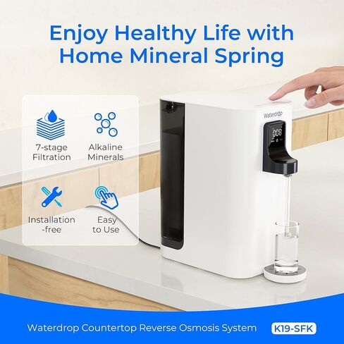Waterdrop K19-SFK Reverse Osmosis Water Filter Countertop, 5 Stage with Alkaline Minerals, Countertop Reverse Osmosis System, 3:1 Pure to Drain, Reduce PFAS, No Installation Required, BPA Free in Kuwait