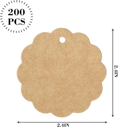 SallyFashion 200PCS Kraft Paper Tags with String, Round Circle Gift Tags 2.4" Editable Tags Clothes Tags for DIY Crafts Wedding Party Favors in Kuwait