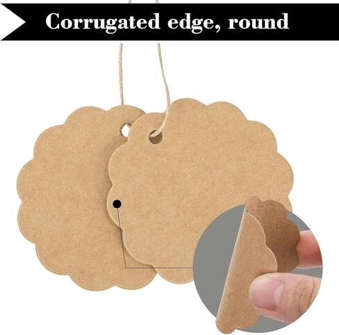 SallyFashion 200PCS Kraft Paper Tags with String, Round Circle Gift Tags 2.4" Editable Tags Clothes Tags for DIY Crafts Wedding Party Favors in Kuwait
