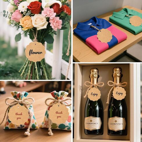 SallyFashion 200PCS Kraft Paper Tags with String, Round Circle Gift Tags 2.4" Editable Tags Clothes Tags for DIY Crafts Wedding Party Favors in Kuwait