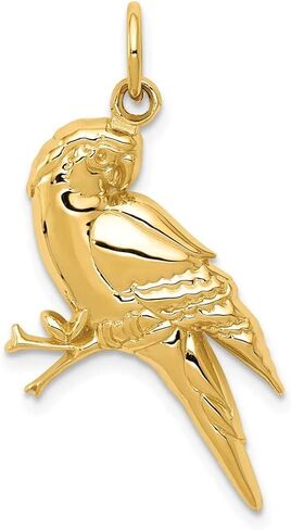 Solid 14K Yellow Gold Parrot Charm (0.67 x 1.14 Inches) in Saudi Arabia